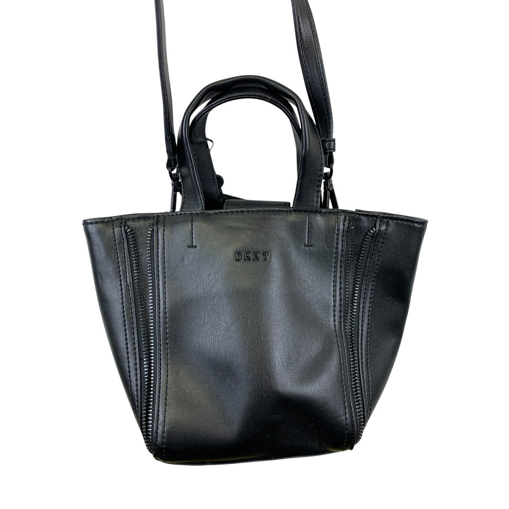 DKNY Zeya NS Tote Crossbody Bag Women's Black Leather Gold Hardware NWT